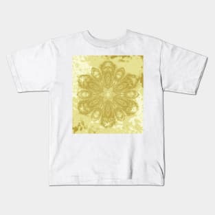 Gold lace textured mandala Kids T-Shirt